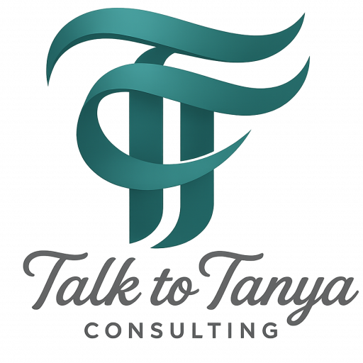 Talk to Tanya Consulting teal TT monogram logo