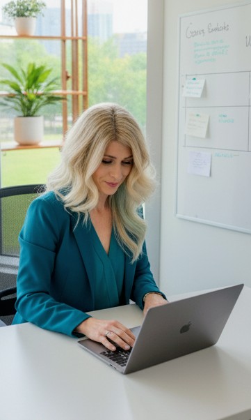 Tanya, founder of Talk to Tanya Consulting, sitting at a desk with a laptop, ready to help small business owners with bookkeeping and HR solutions.Bringing back-office clarity to small businesses &mdash; one consultation at a time.Tanya is the founder of Talk to Tanya Consulting, specializing in bookkeeping, HR, and back-office support for service-based small businesses.